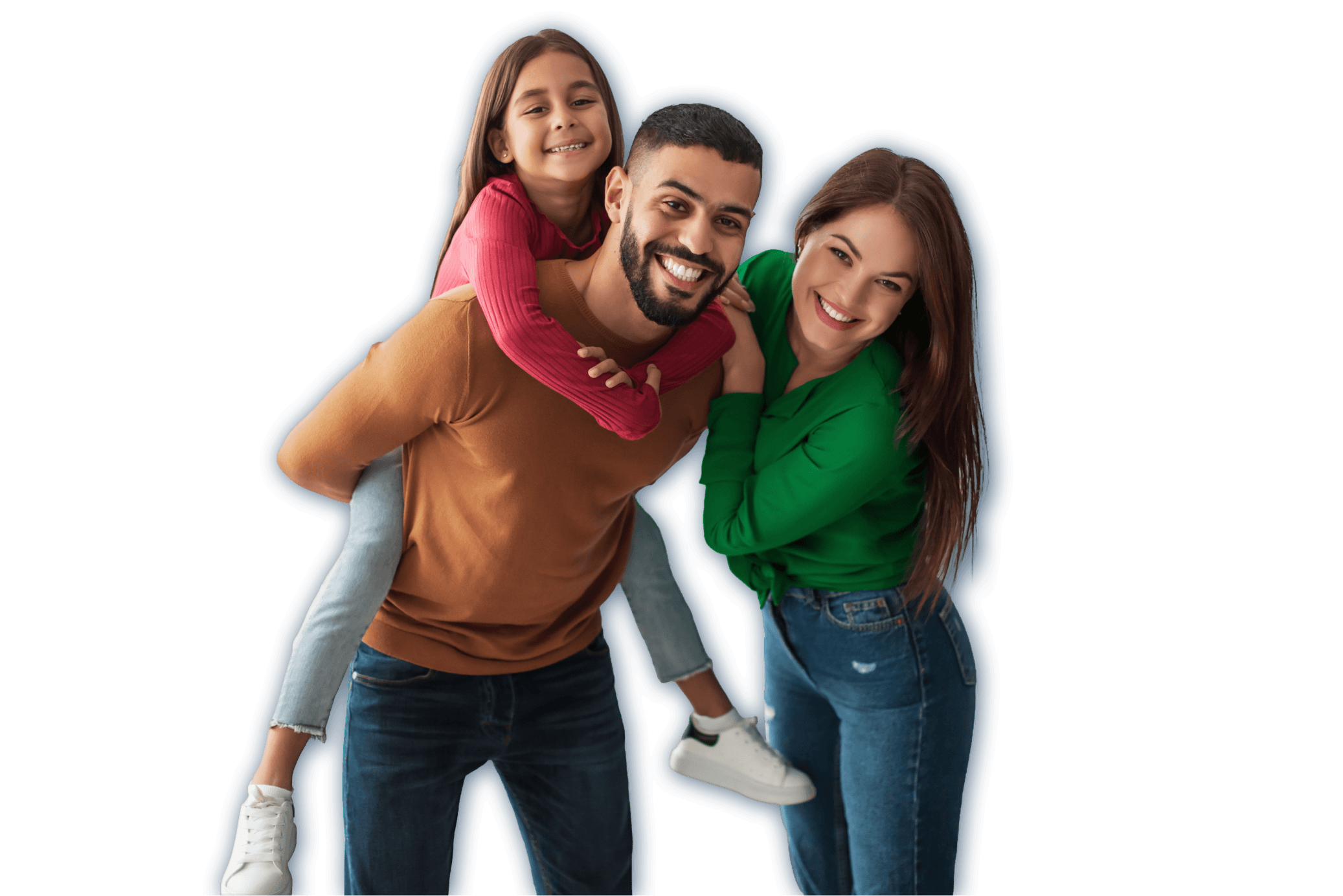 Smiling family representing happy lifestyle and family well-being.